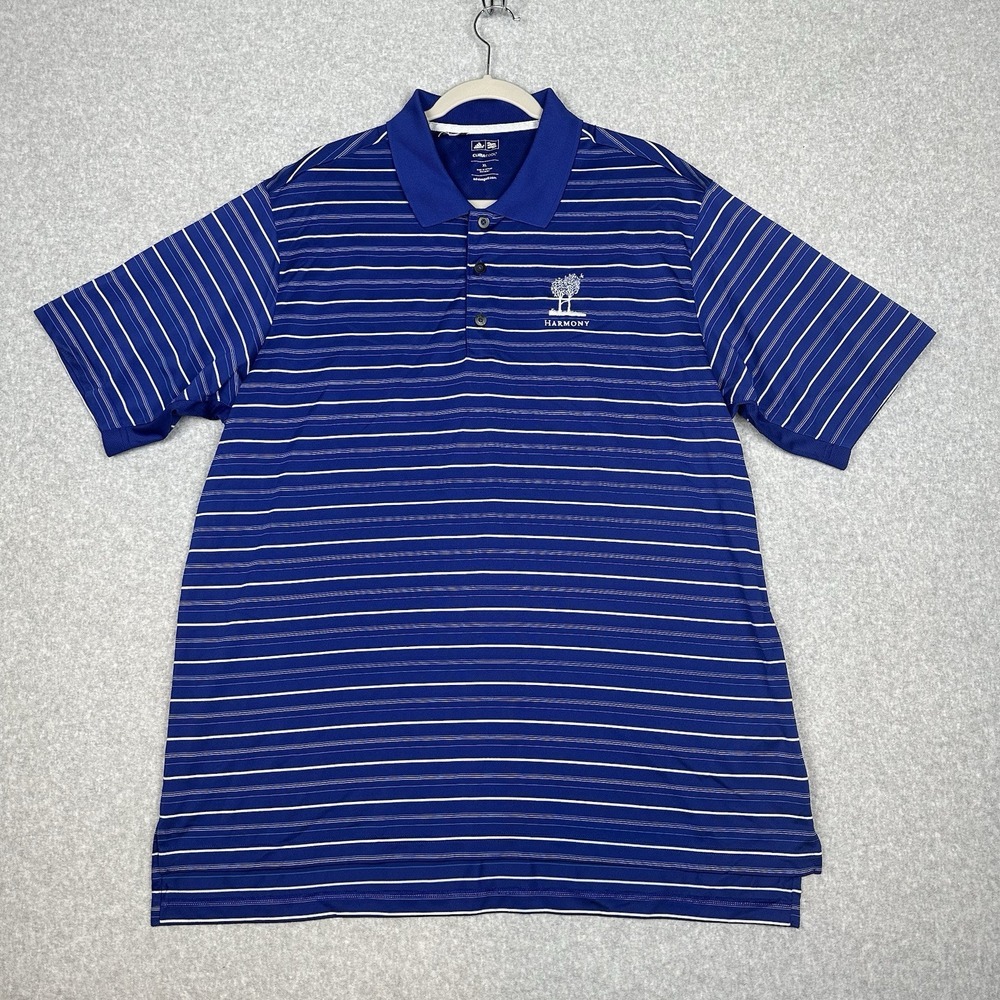 Adidas Shirt Mens XL Blue Polo Climacool Performance Short Sleeve Harmony‎ Golf